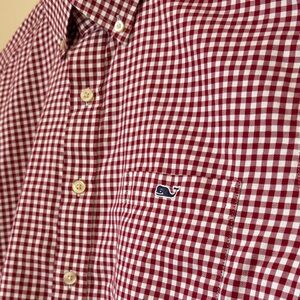 Vineyard Vines Slim Fit Tucker Shirt Large Red Gingham Check Whale Logo